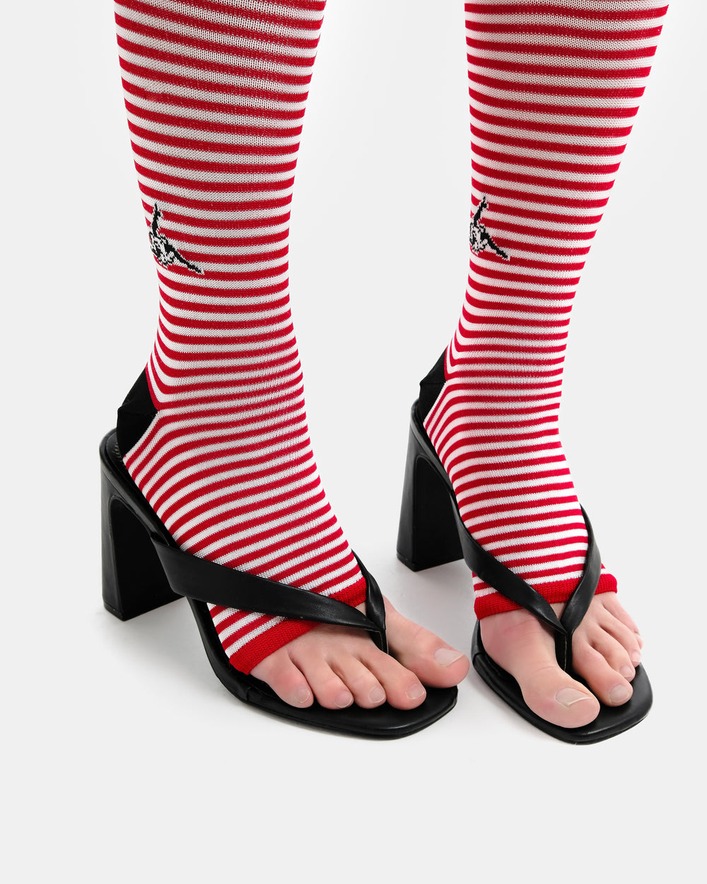 Stripes red&white knee socks