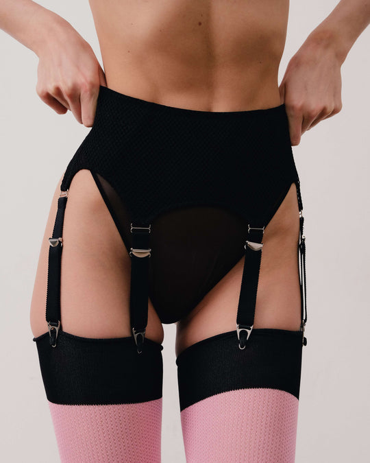 Fishnet Bubble Gum Black Stockings