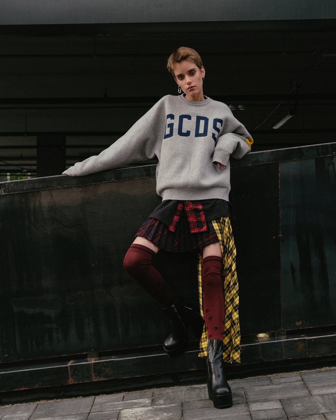 High knee socks Shur Shur Cherry