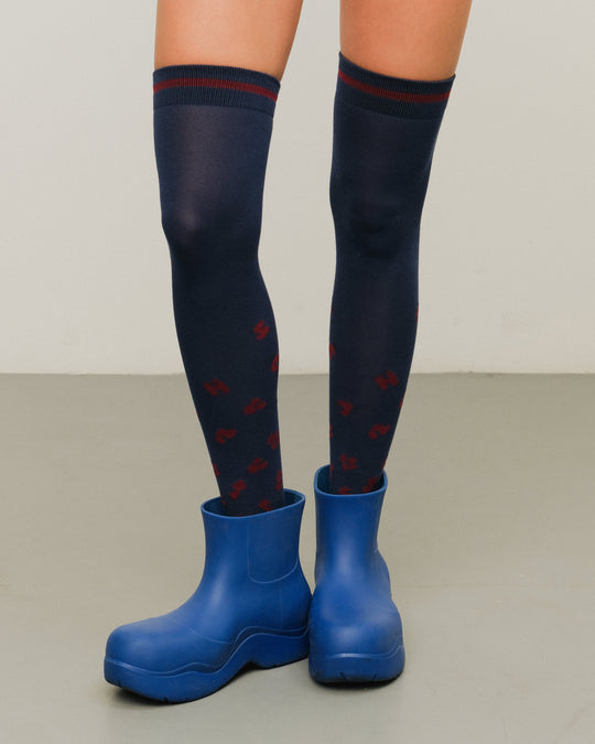 High knee socks Shur Shur Blue Cherry
